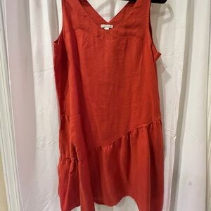 Garnet Hill size 12 Linen v neck dress